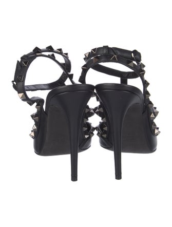Valentino Rockstud Accents Leather T-Strap Pumps