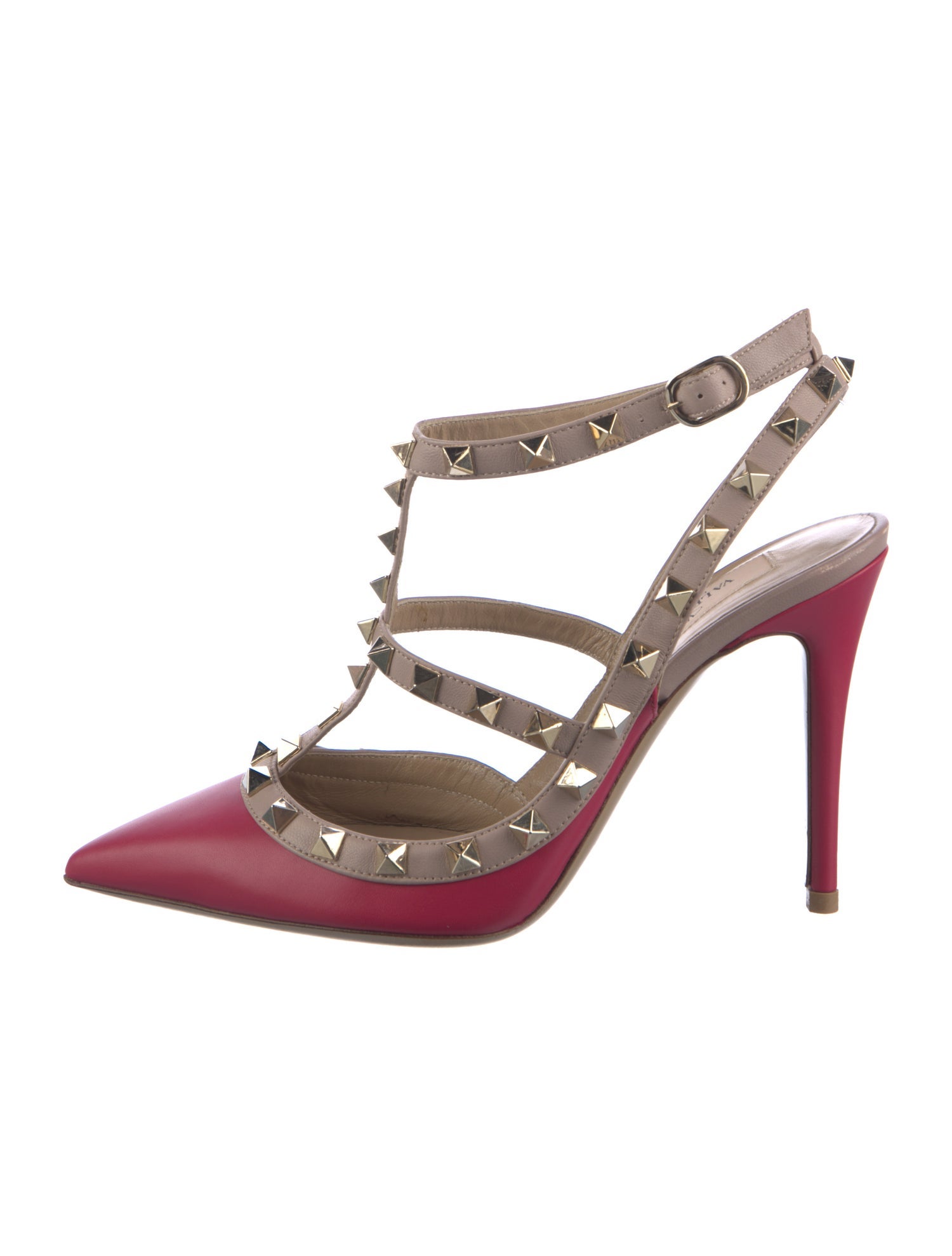 Valentino Rockstud Accents Leather T-Strap Pumps