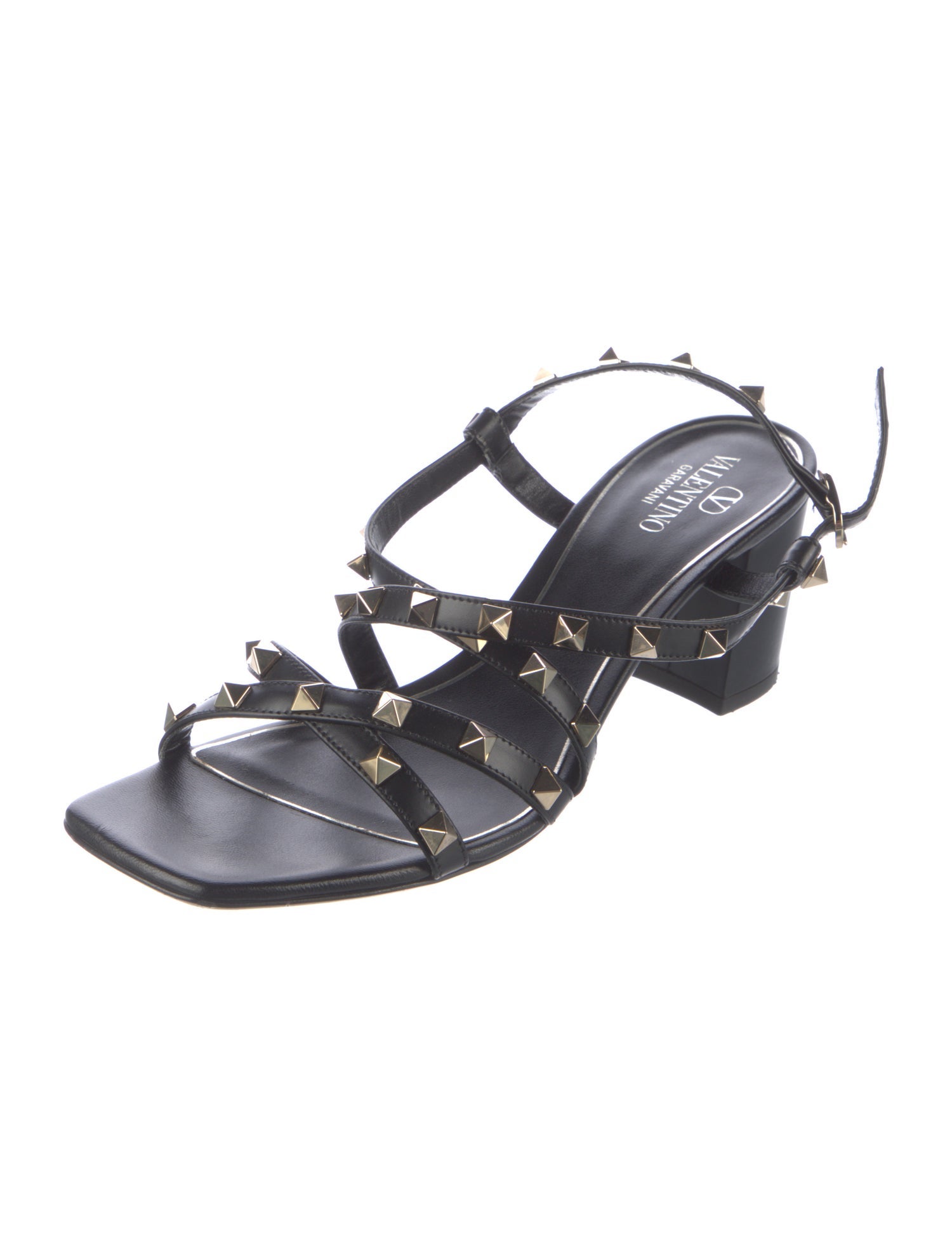 Valentino Rockstud Accents Leather Slingback Sandals