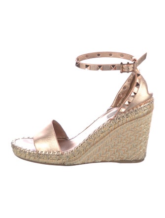 Valentino Rockstud Accents Leather Espadrilles
