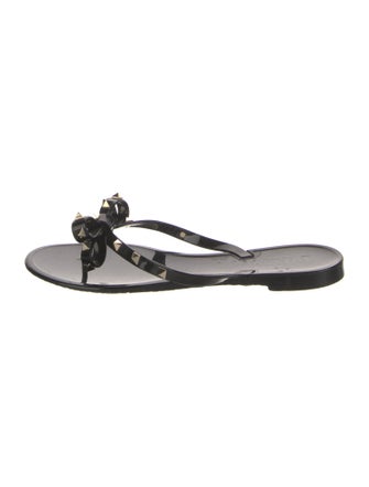 Valentino Rockstud Accents Rubber Flip Flops