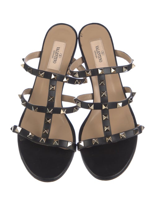Valentino Rockstud Accents Leather T-Strap Sandals