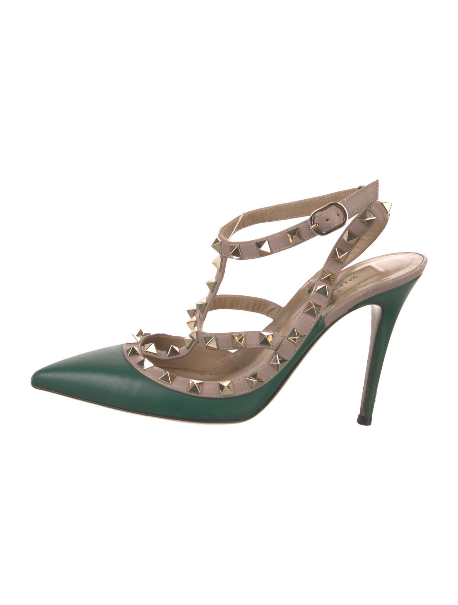 Valentino Rockstud Accents Leather T-Strap Pumps