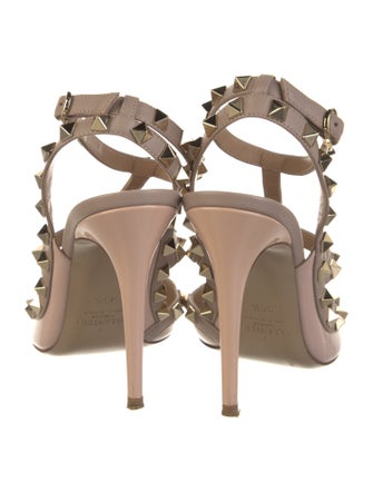 Valentino Rockstud Accents Patent Leather T-Strap Pumps