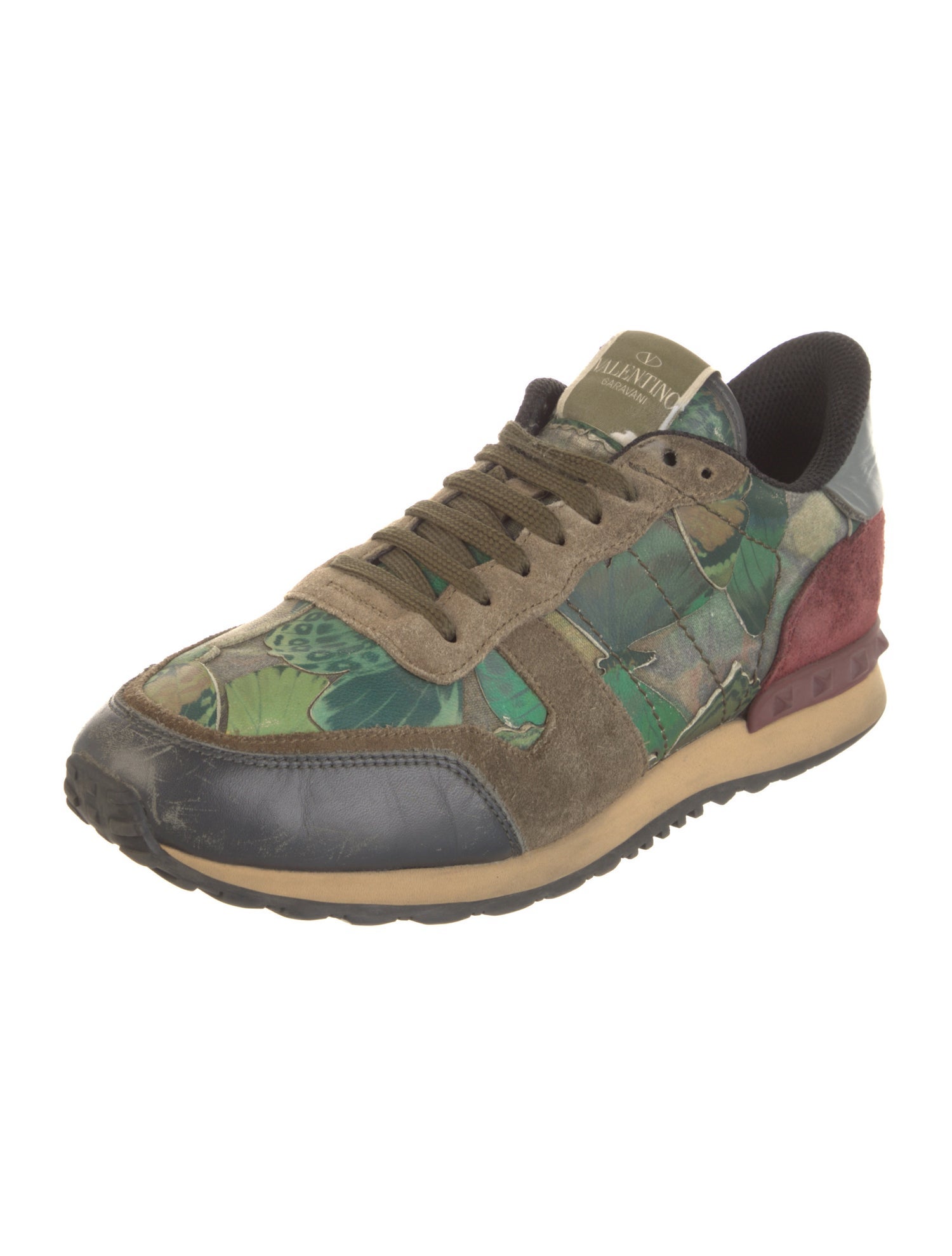 Valentino Suede Printed Athletic Sneakers