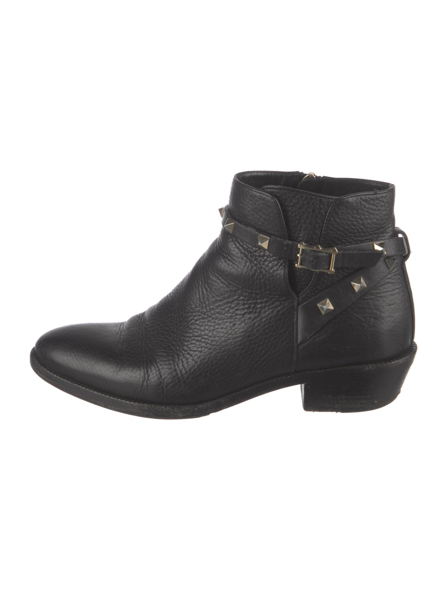 Valentino Rockstud Accents Leather Moto Boots