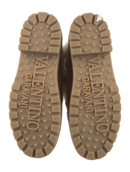 Valentino Shearling Colorblock Pattern Lace-Up Boots