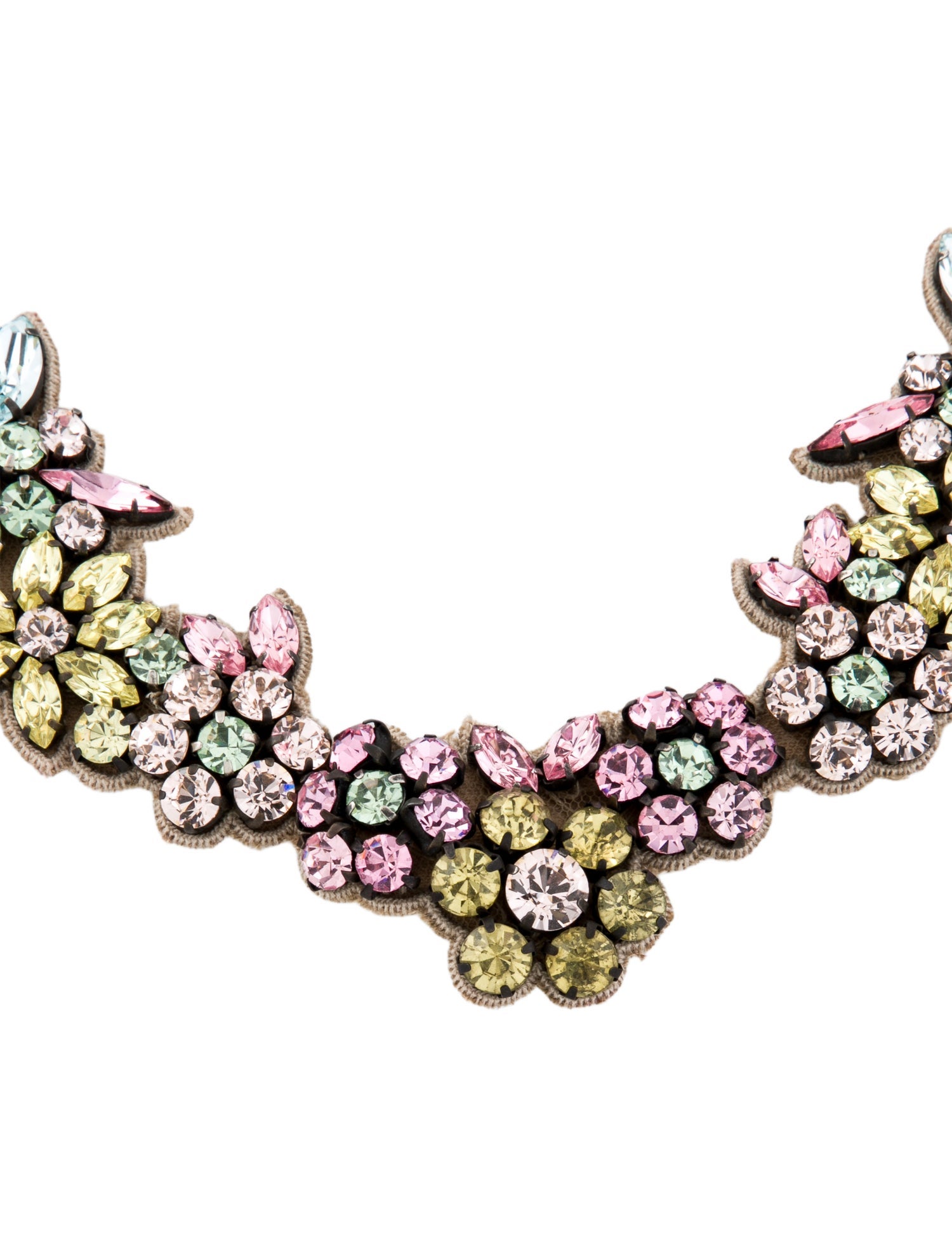 Valentino Silk & Crystal Flower Collar Necklace