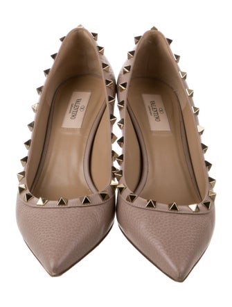 Valentino Rockstud Accents Leather Pumps