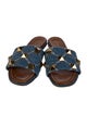 Valentino Rockstud Accents Denim Slides