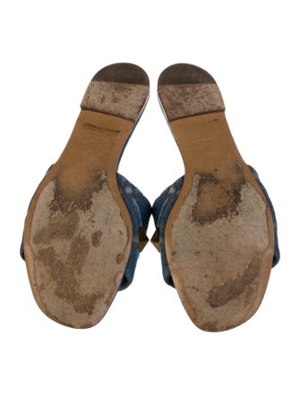 Valentino Rockstud Accents Denim Slides