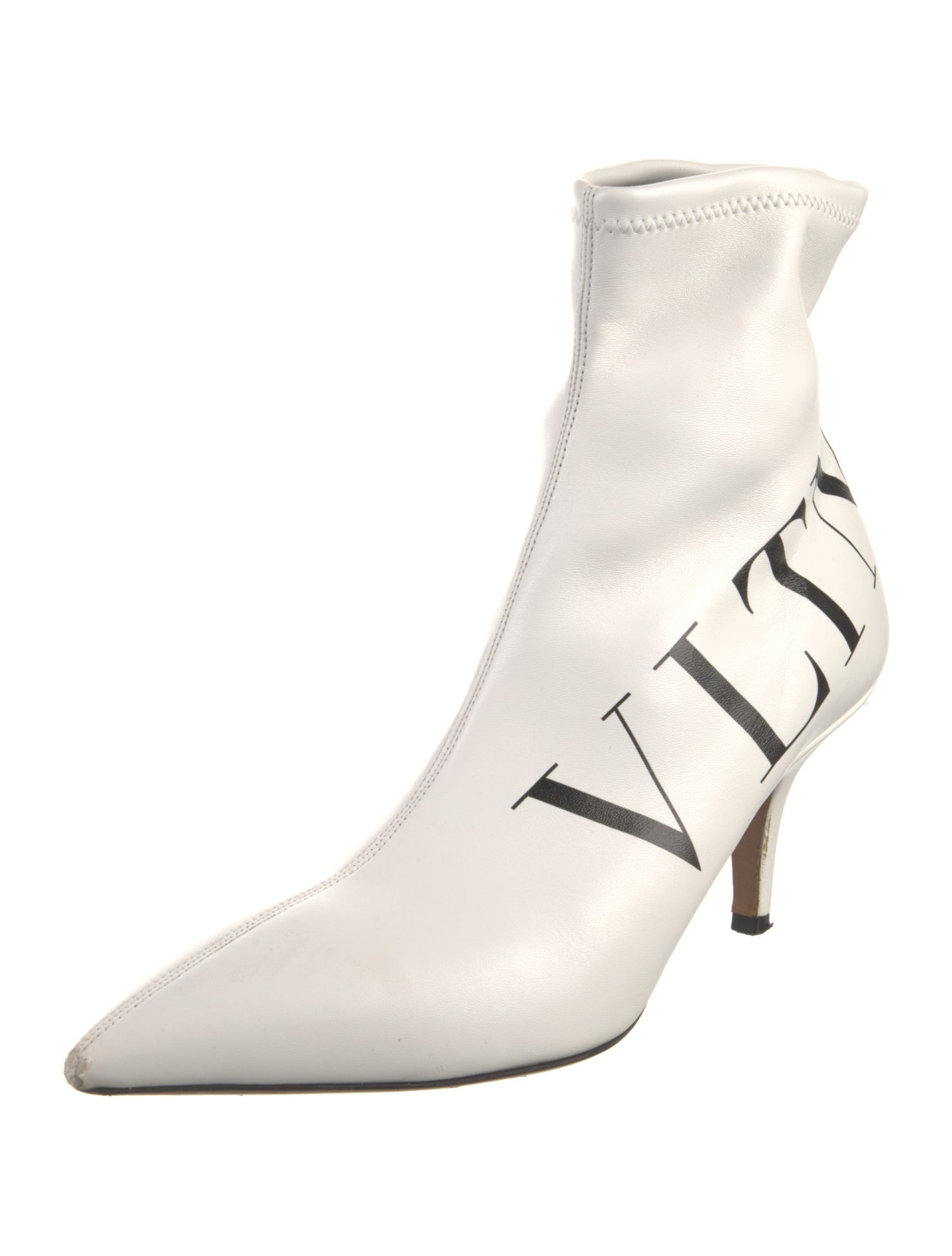 Valentino Leather Graphic Print Sock Boots