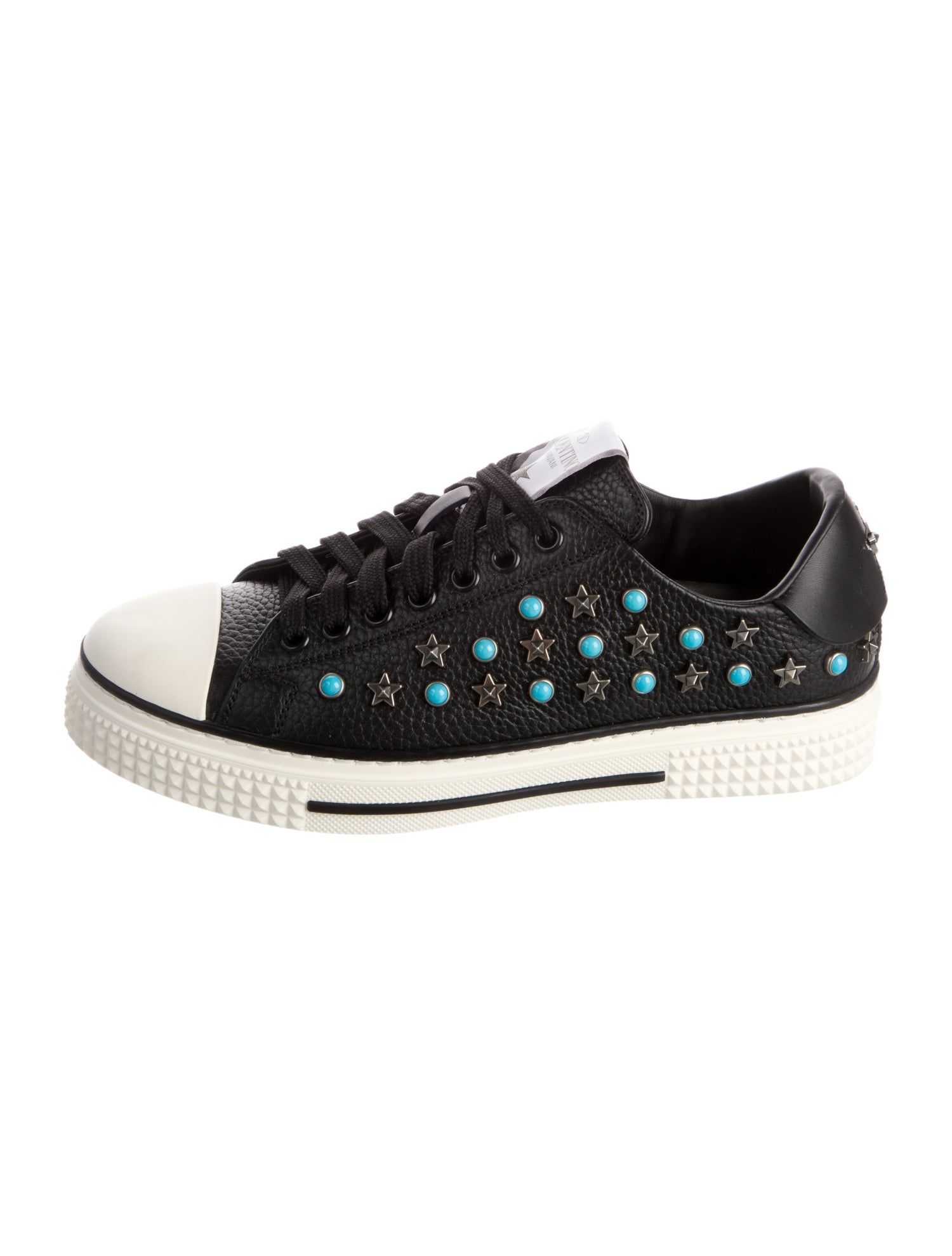 Valentino Rockstud Accents Leather Sneakers
