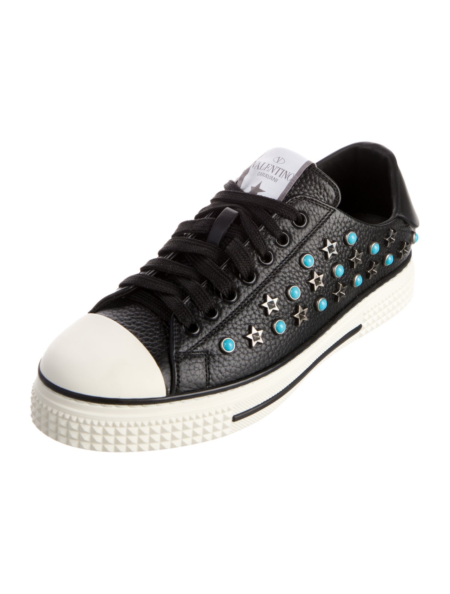 Valentino Rockstud Accents Leather Sneakers
