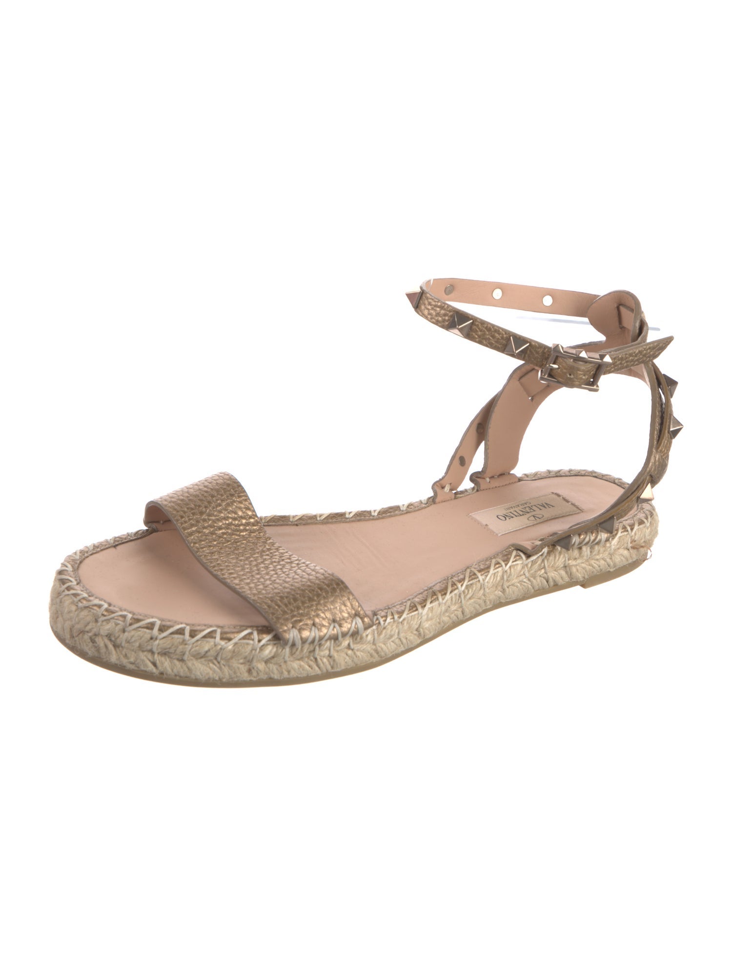 Valentino Rockstud Accents Leather Espadrilles