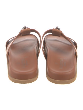 Valentino Leather Crystal Embellishments Slides