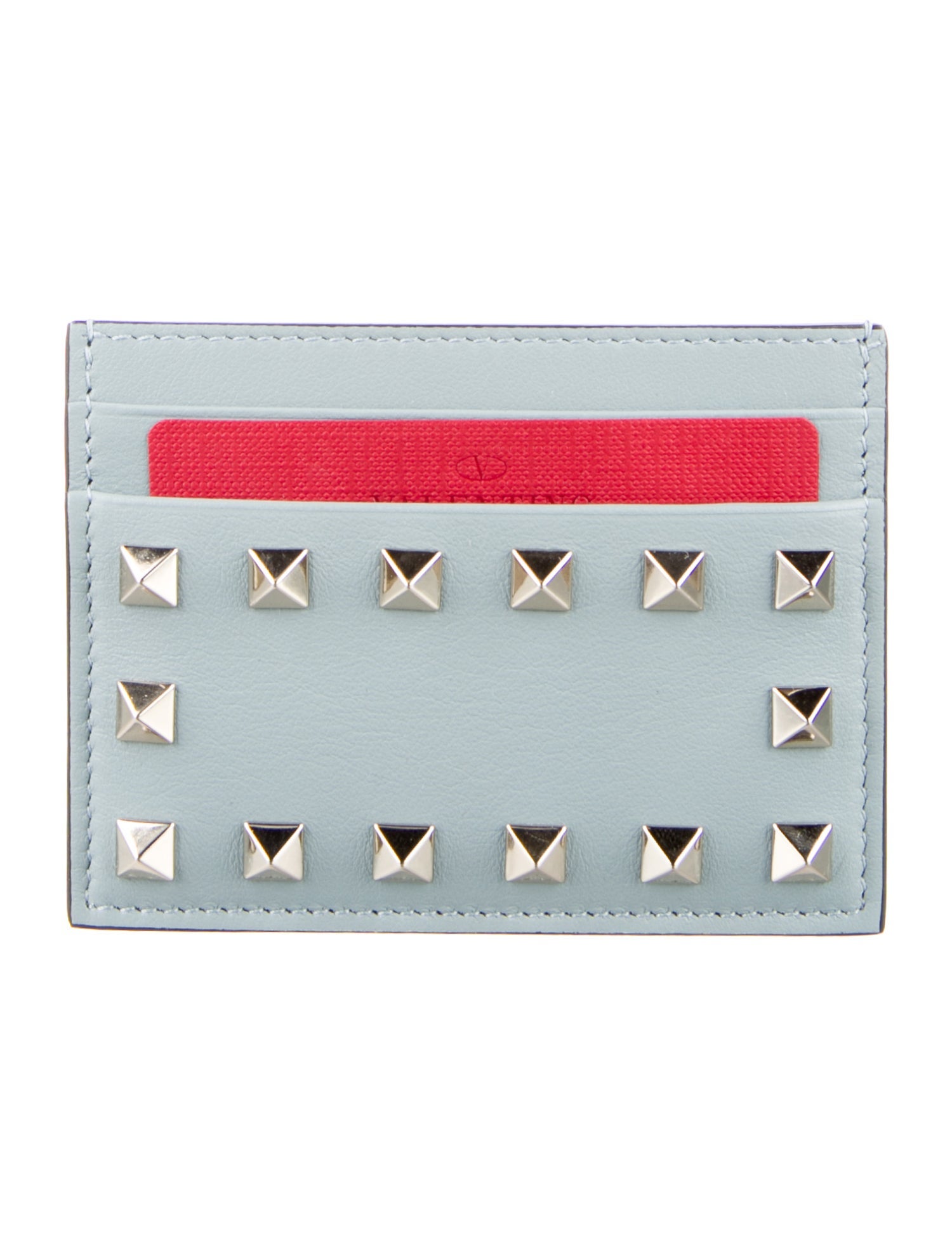 Valentino Rockstud Accents Leather Card Holder
