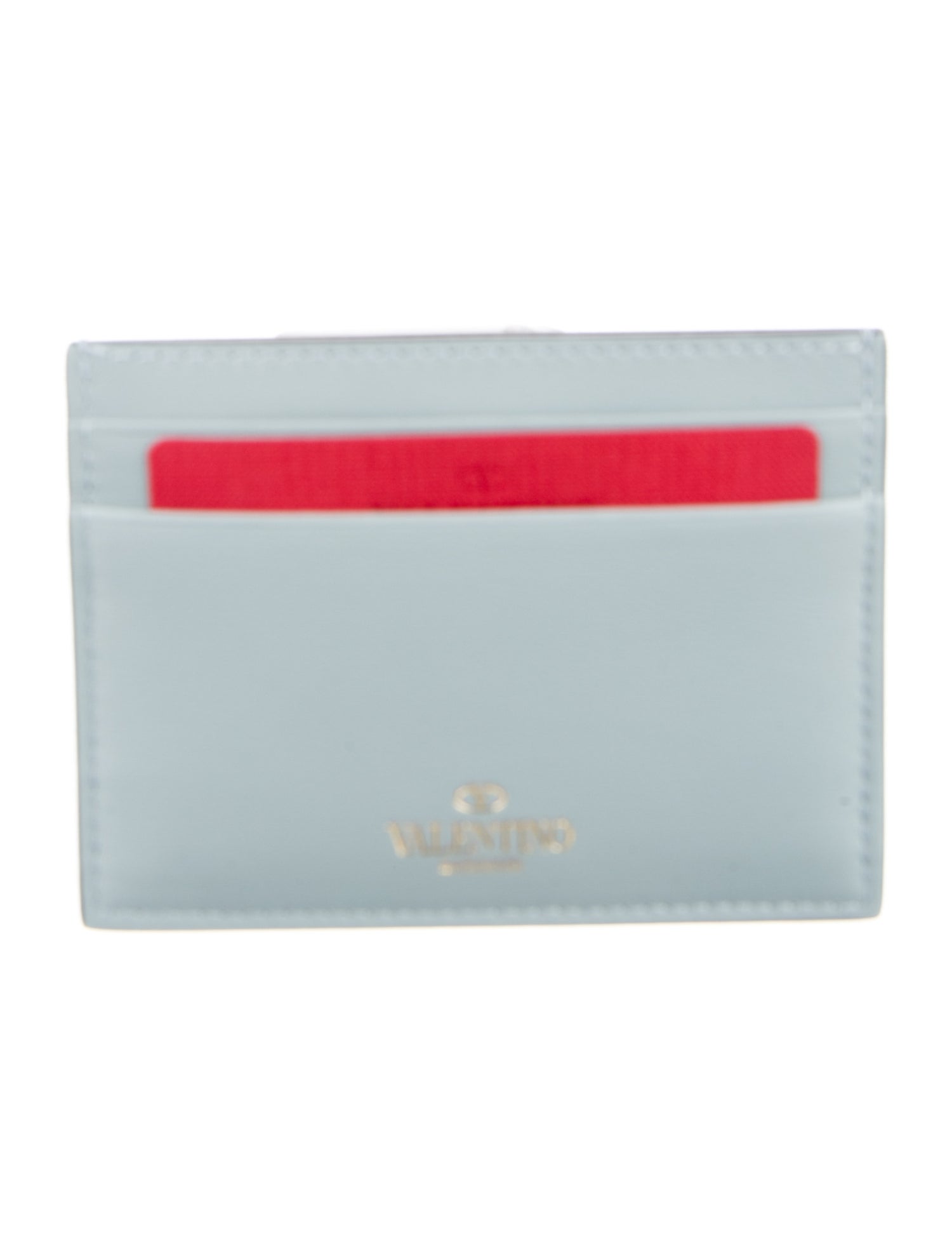 Valentino Rockstud Accents Leather Card Holder