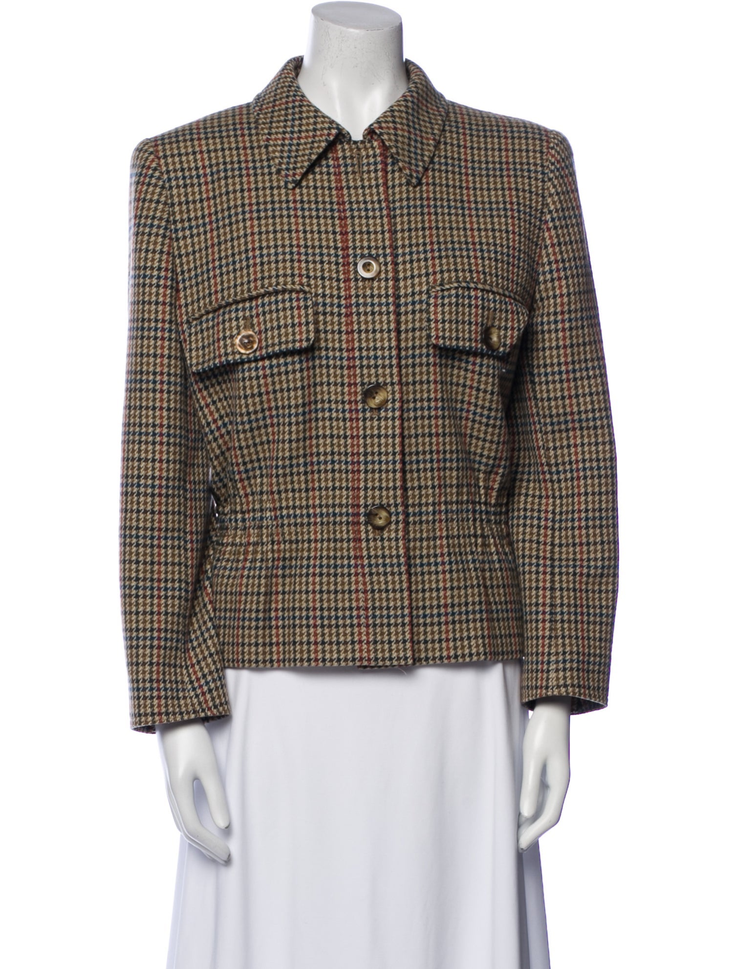 Valentino Wool Houndstooth Print Blazer