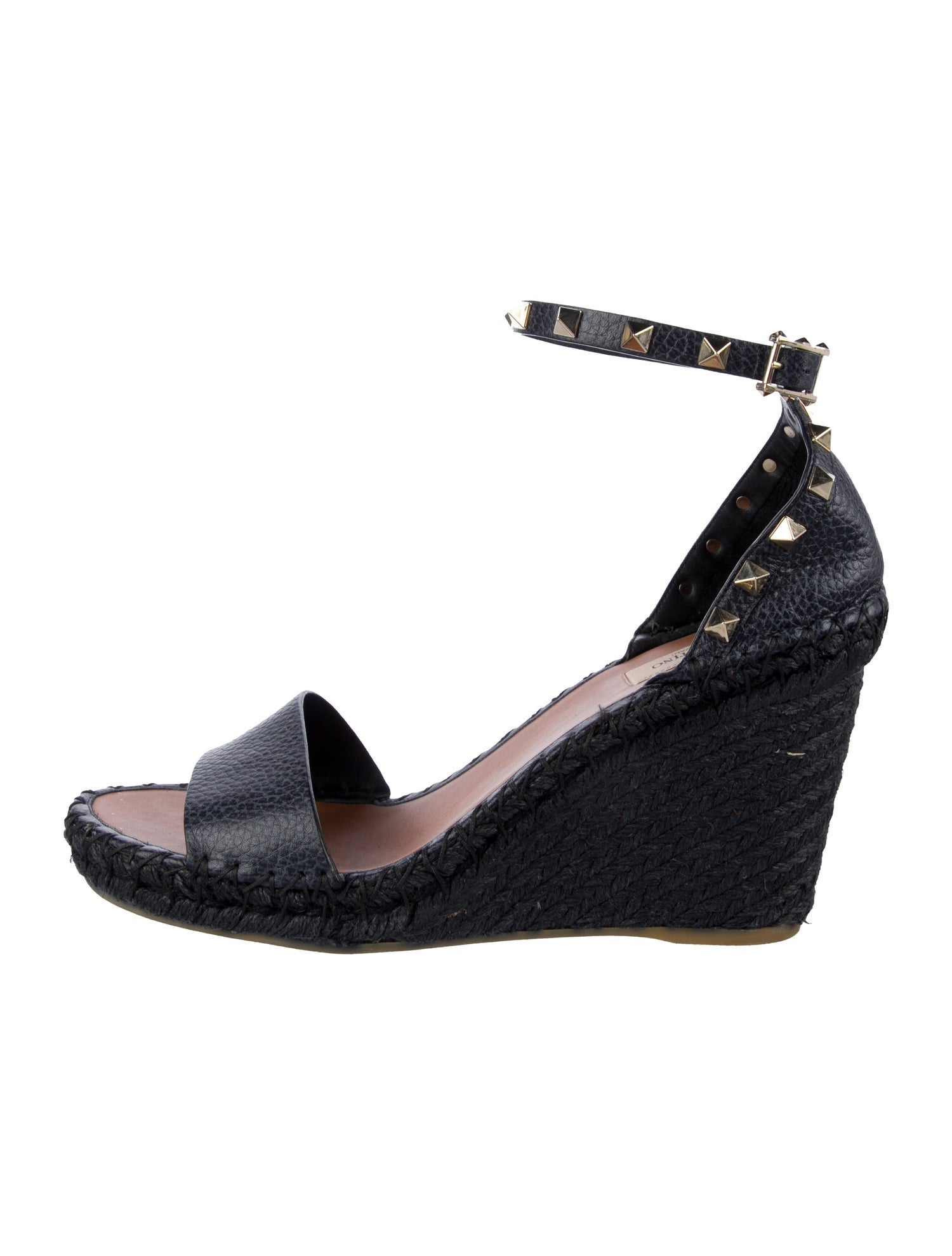 Valentino Rockstud Accents Leather Espadrilles