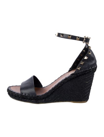 Valentino Rockstud Accents Leather Espadrilles