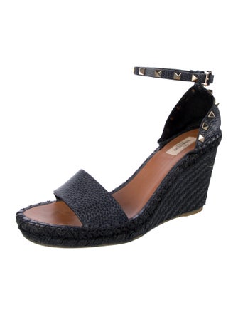 Valentino Rockstud Accents Leather Espadrilles