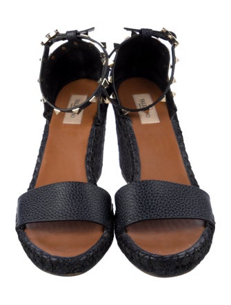 Valentino Rockstud Accents Leather Espadrilles