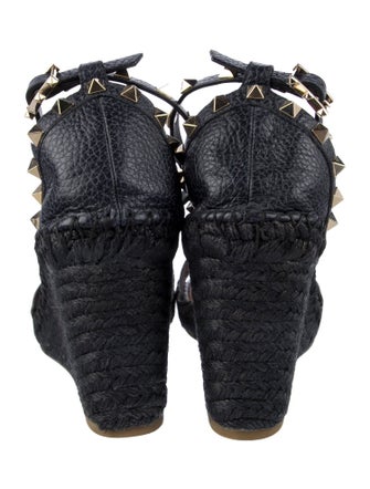 Valentino Rockstud Accents Leather Espadrilles