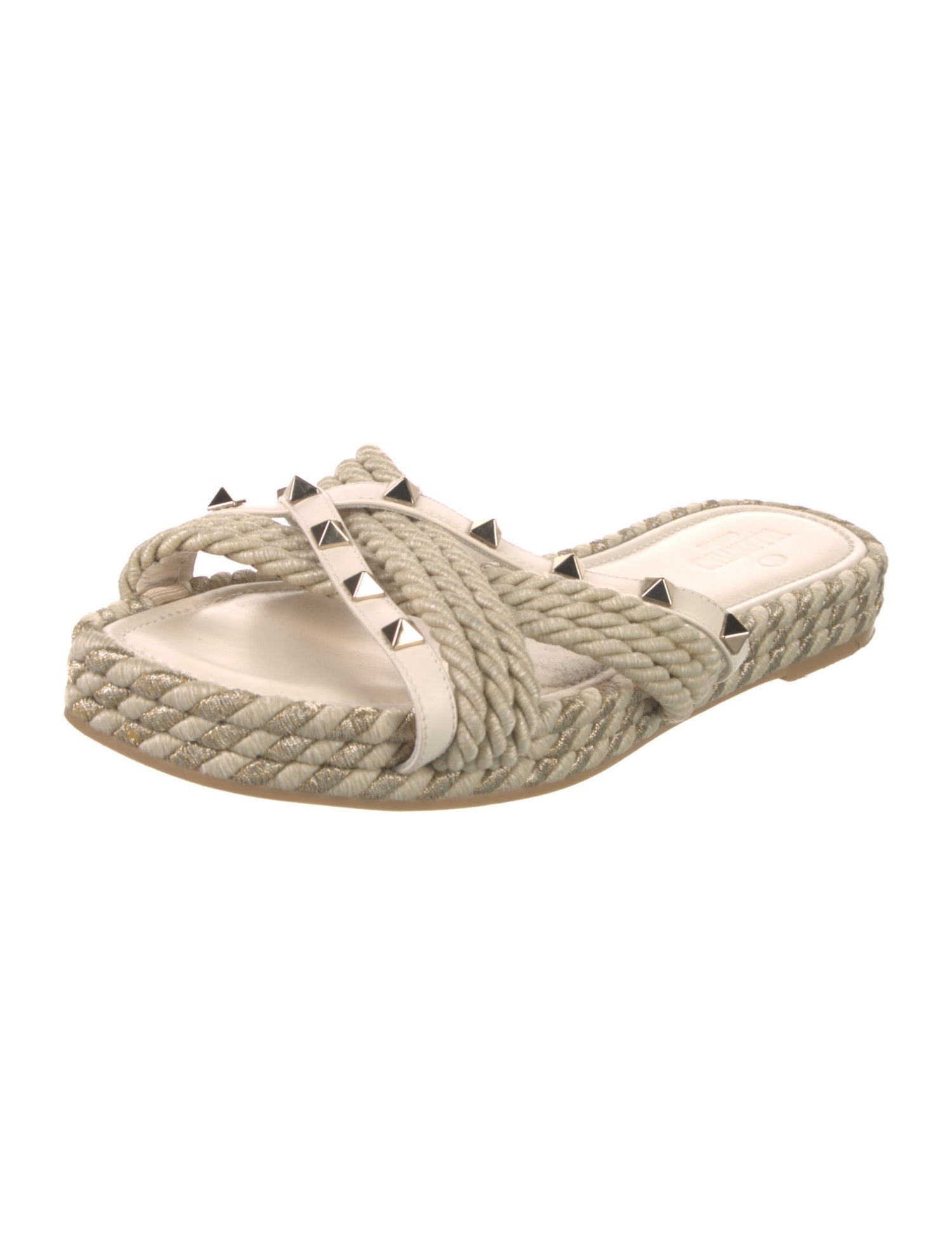 Valentino Rockstud Accents Leather Espadrilles