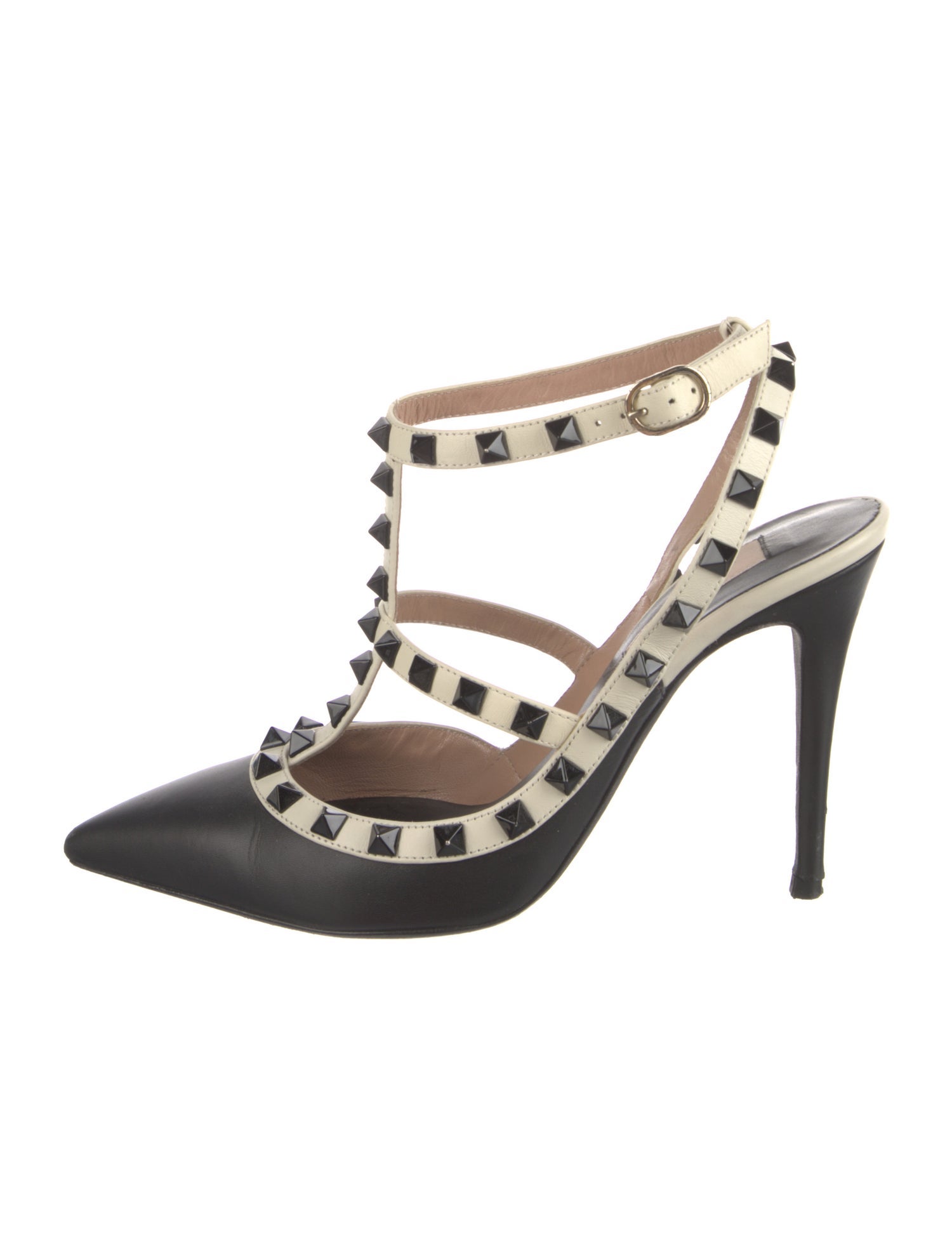 Valentino Rockstud Accents Leather T-Strap Pumps
