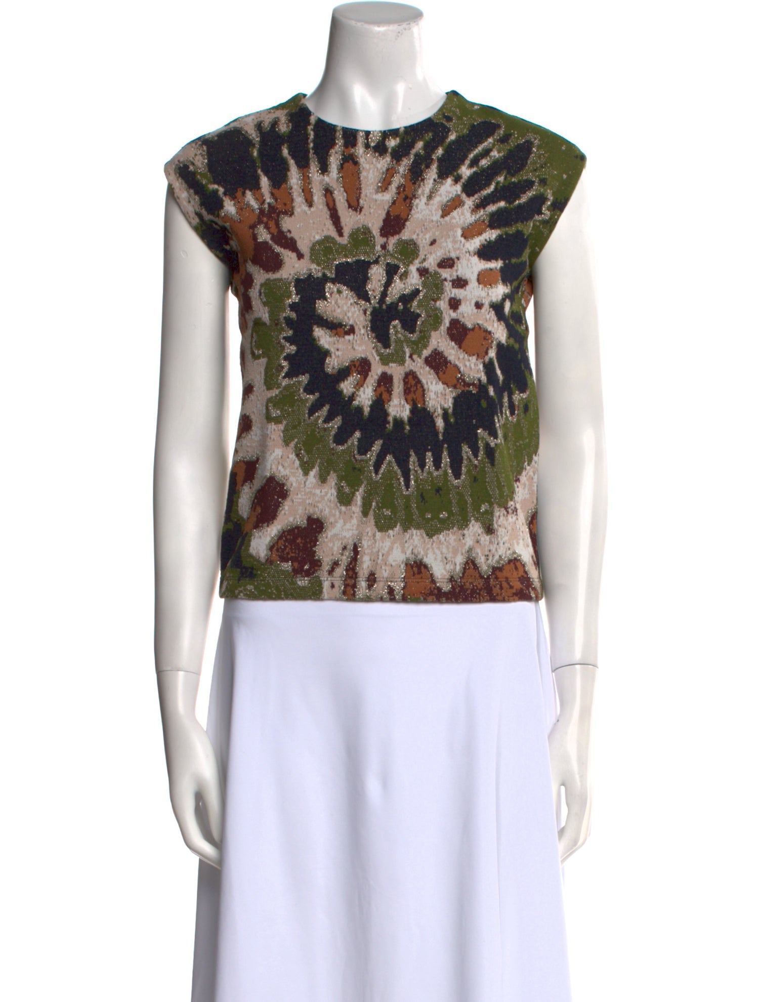 Valentino Printed Crew Neck Crop Top