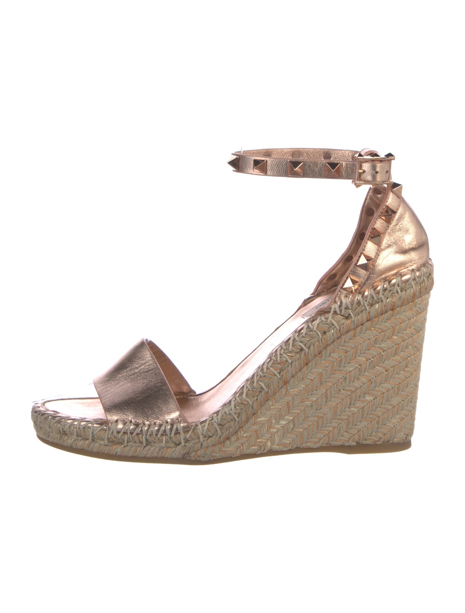 Valentino Rockstud Accents Leather Espadrilles