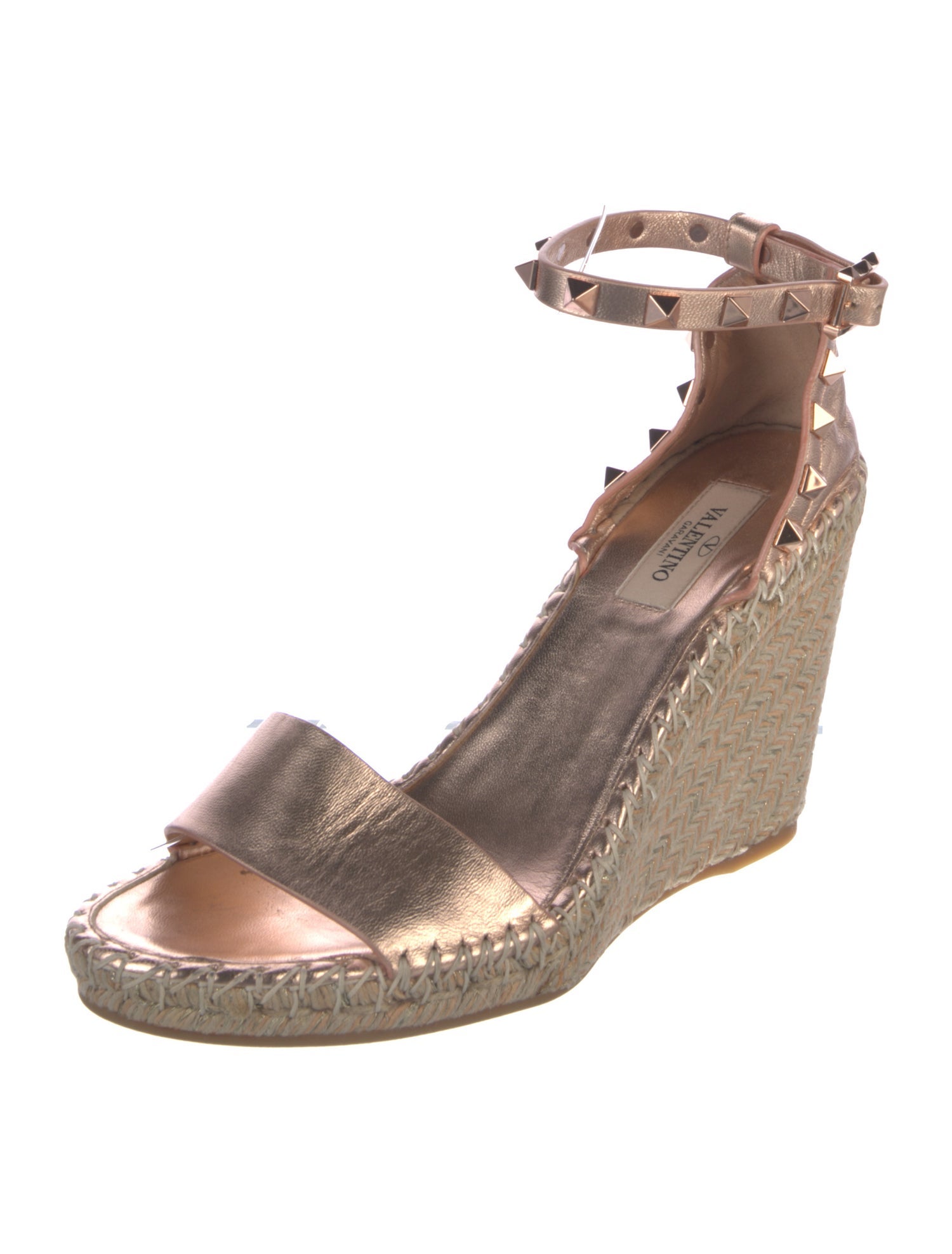 Valentino Rockstud Accents Leather Espadrilles