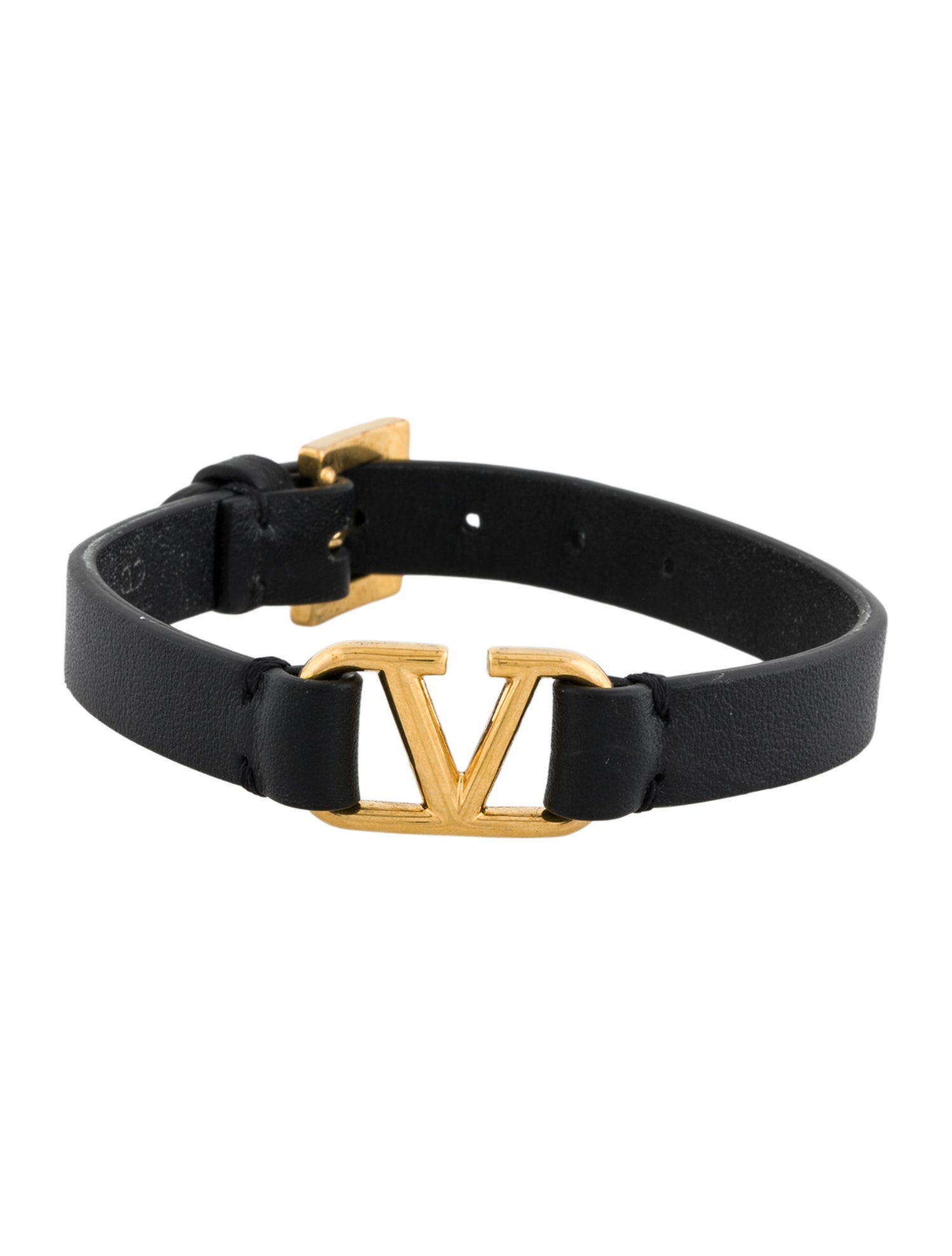 Valentino Leather VLogo Wrap Bracelet