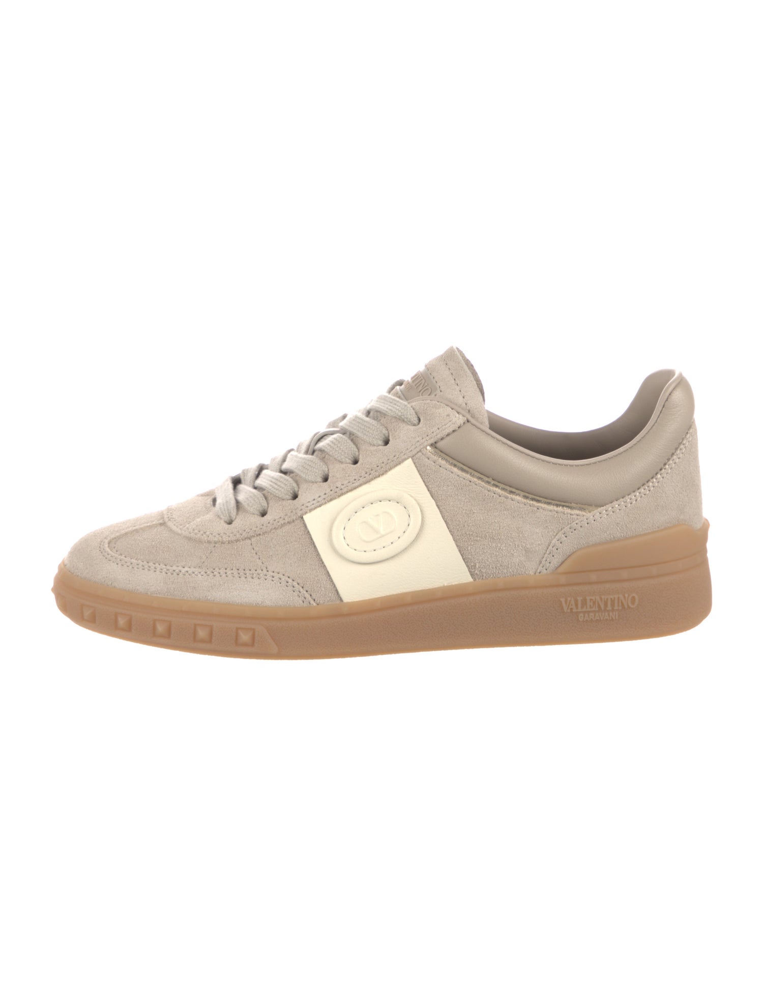 Valentino Rockstud Accents Suede Sneakers