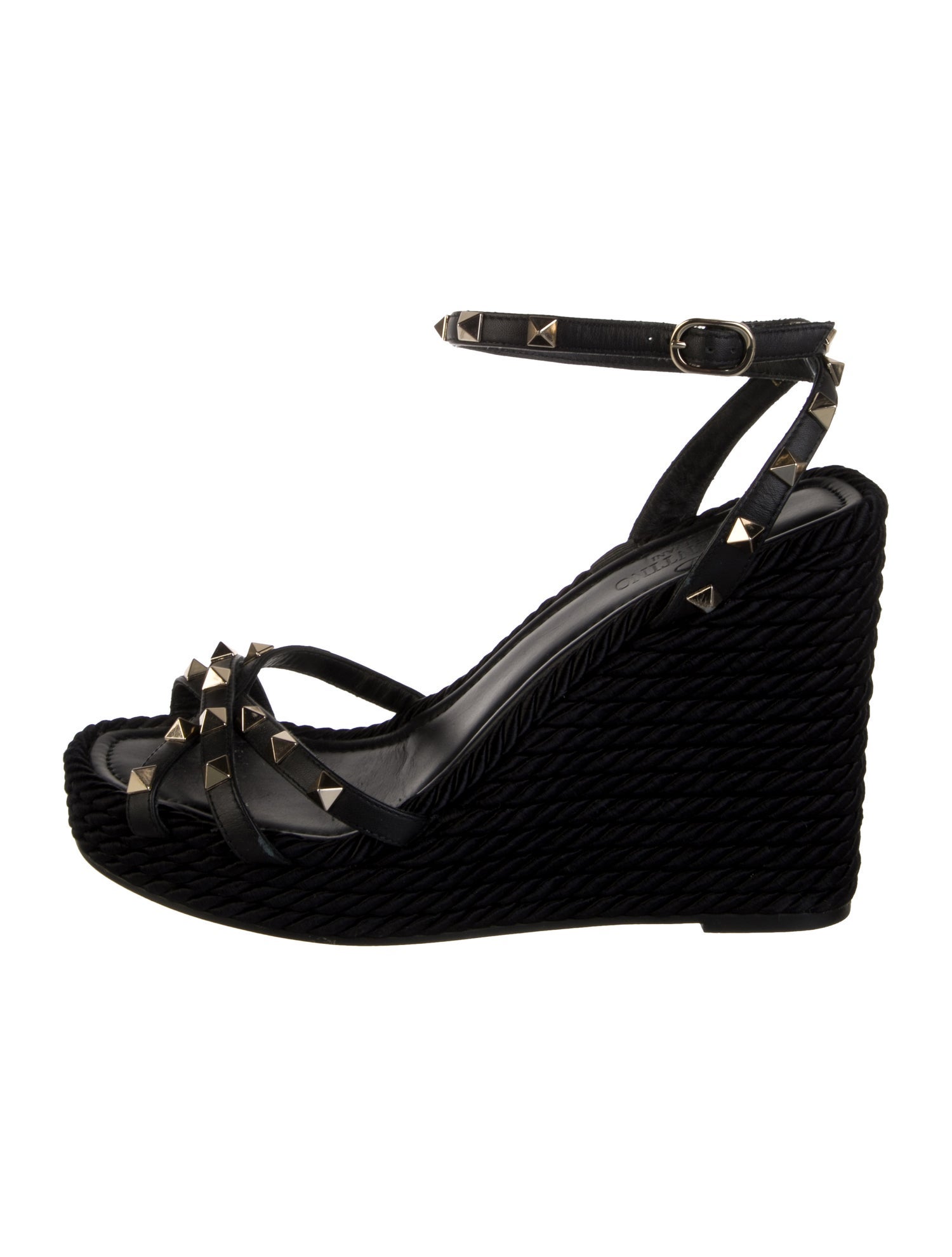 Valentino Rockstud Accents Leather Espadrilles