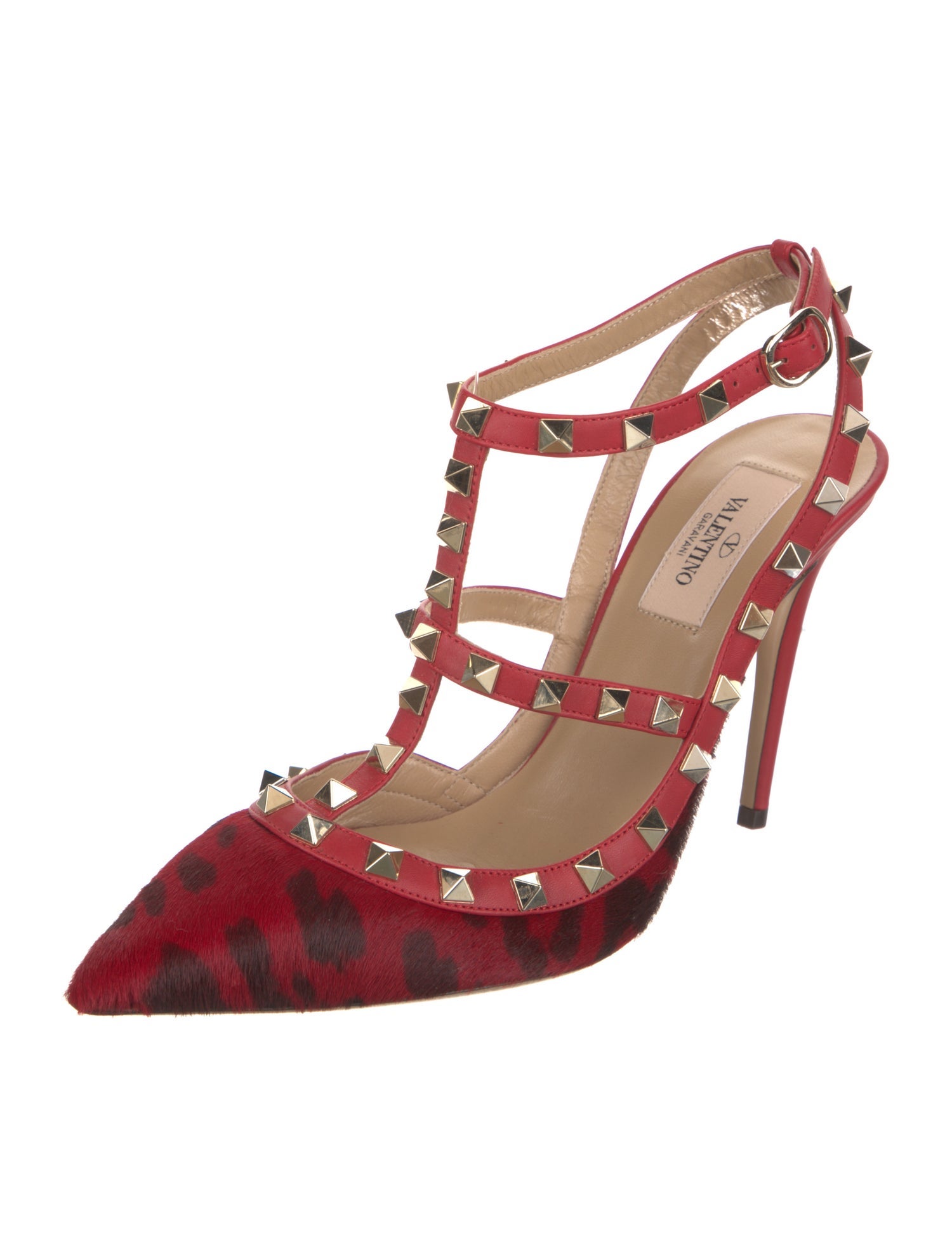 Valentino Rockstud Accents Ponyhair T-Strap Pumps w/ Tags