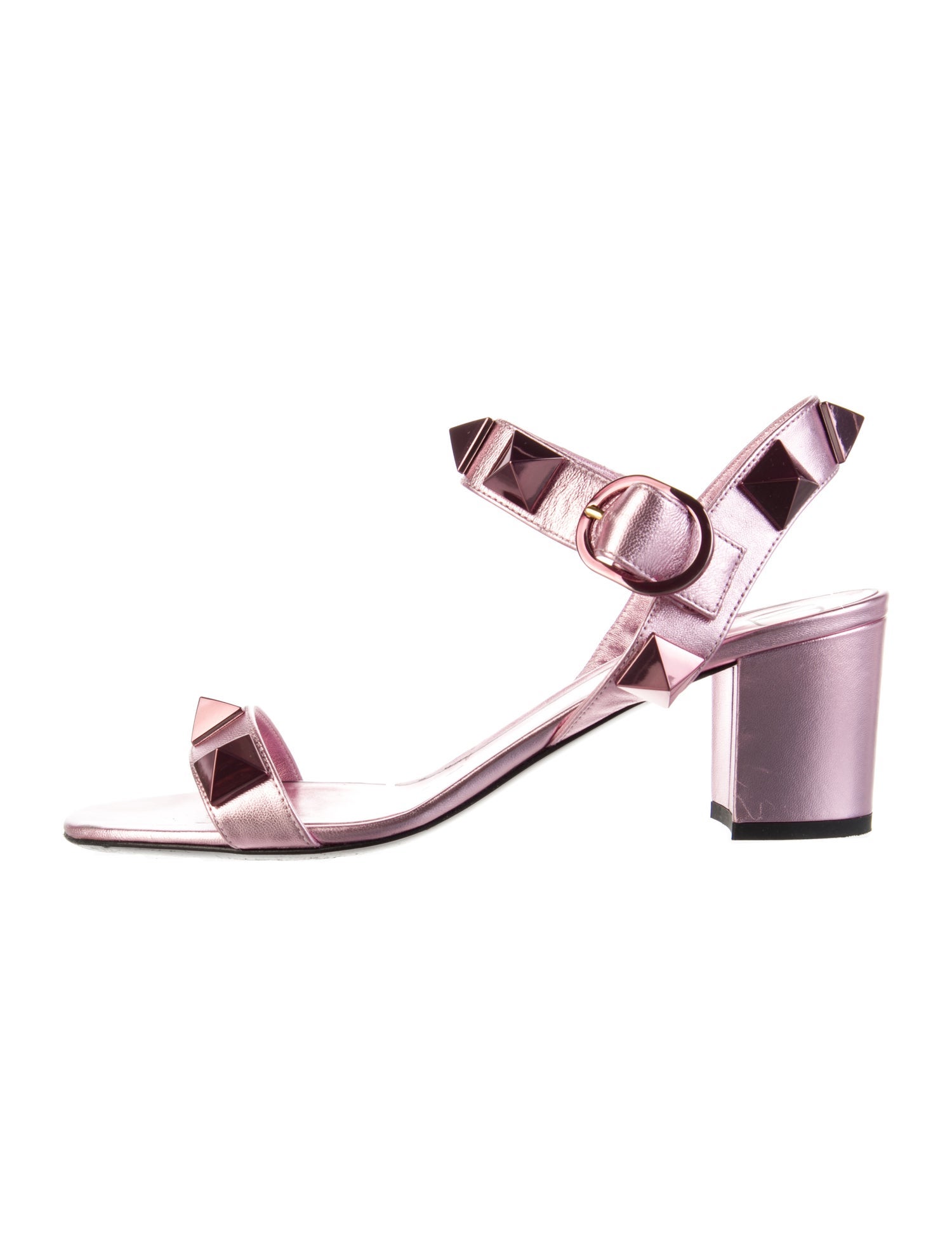 Valentino Rockstud Accents Patent Leather Slingback Sandals