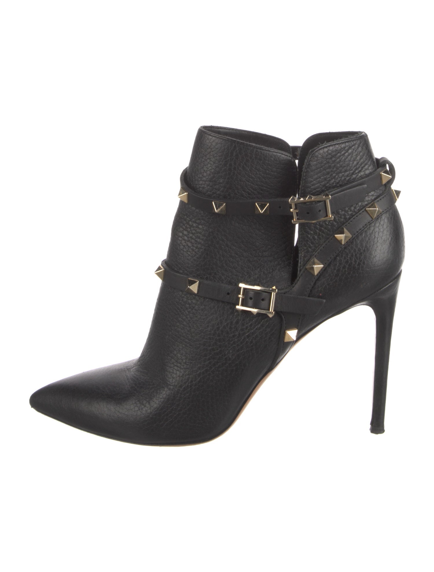 Valentino Rockstud Accents Leather Moto Boots