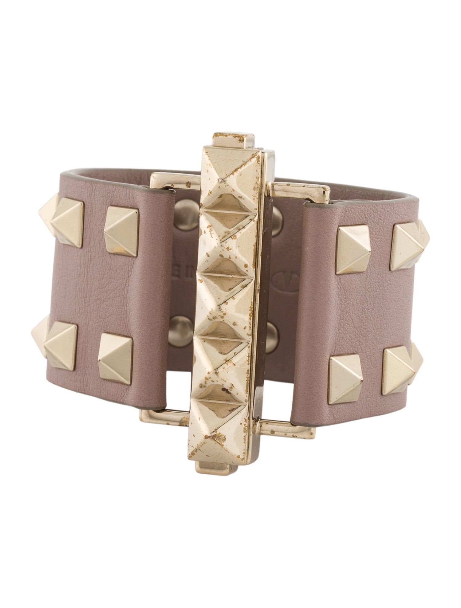 Valentino Leather Wide Rockstud Bracelet