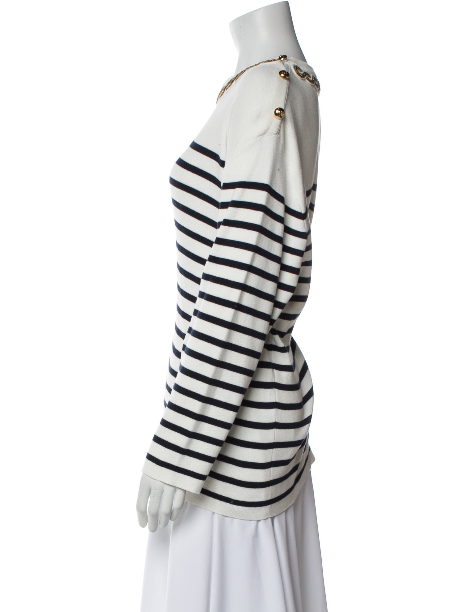 Valentino Striped Bateau Neckline Sweater