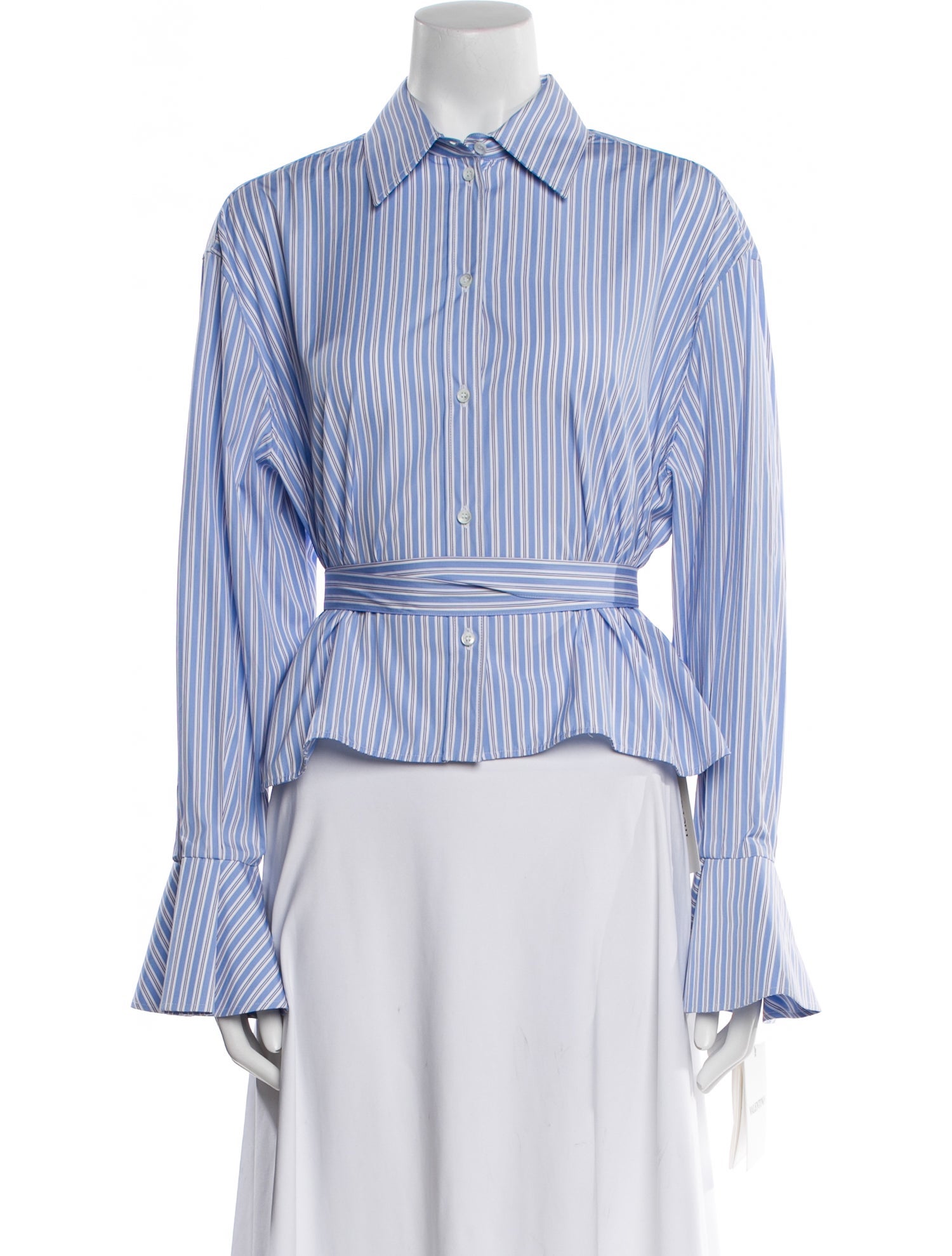 Valentino Striped Long Sleeve Button-Up Top w/ Tags