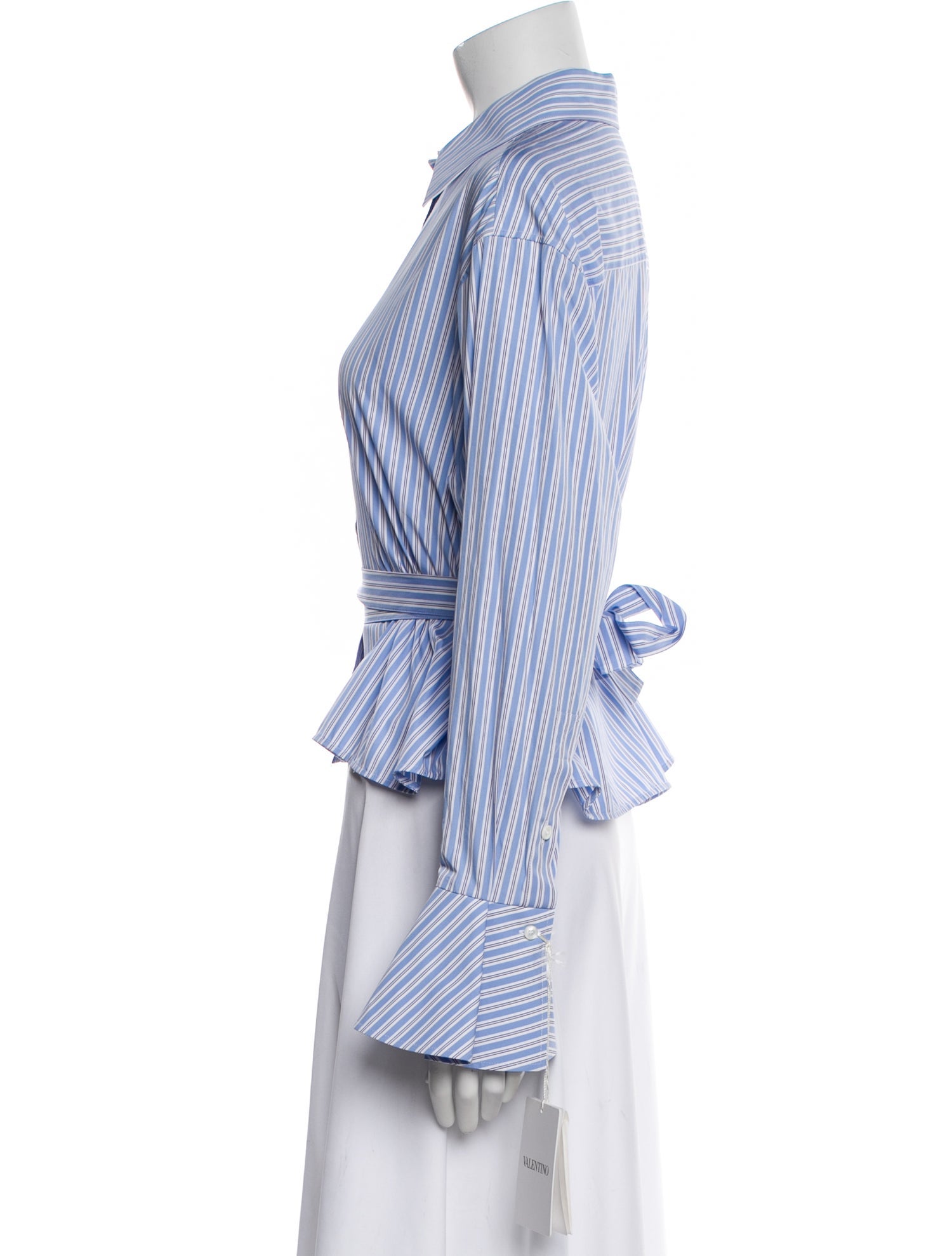 Valentino Striped Long Sleeve Button-Up Top w/ Tags