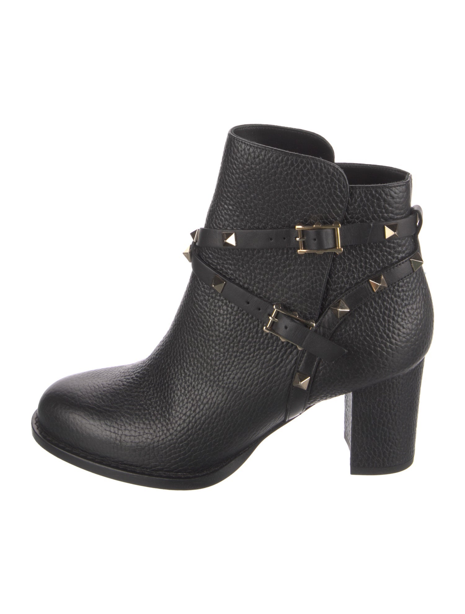Valentino Rockstud Accents Leather Moto Boots