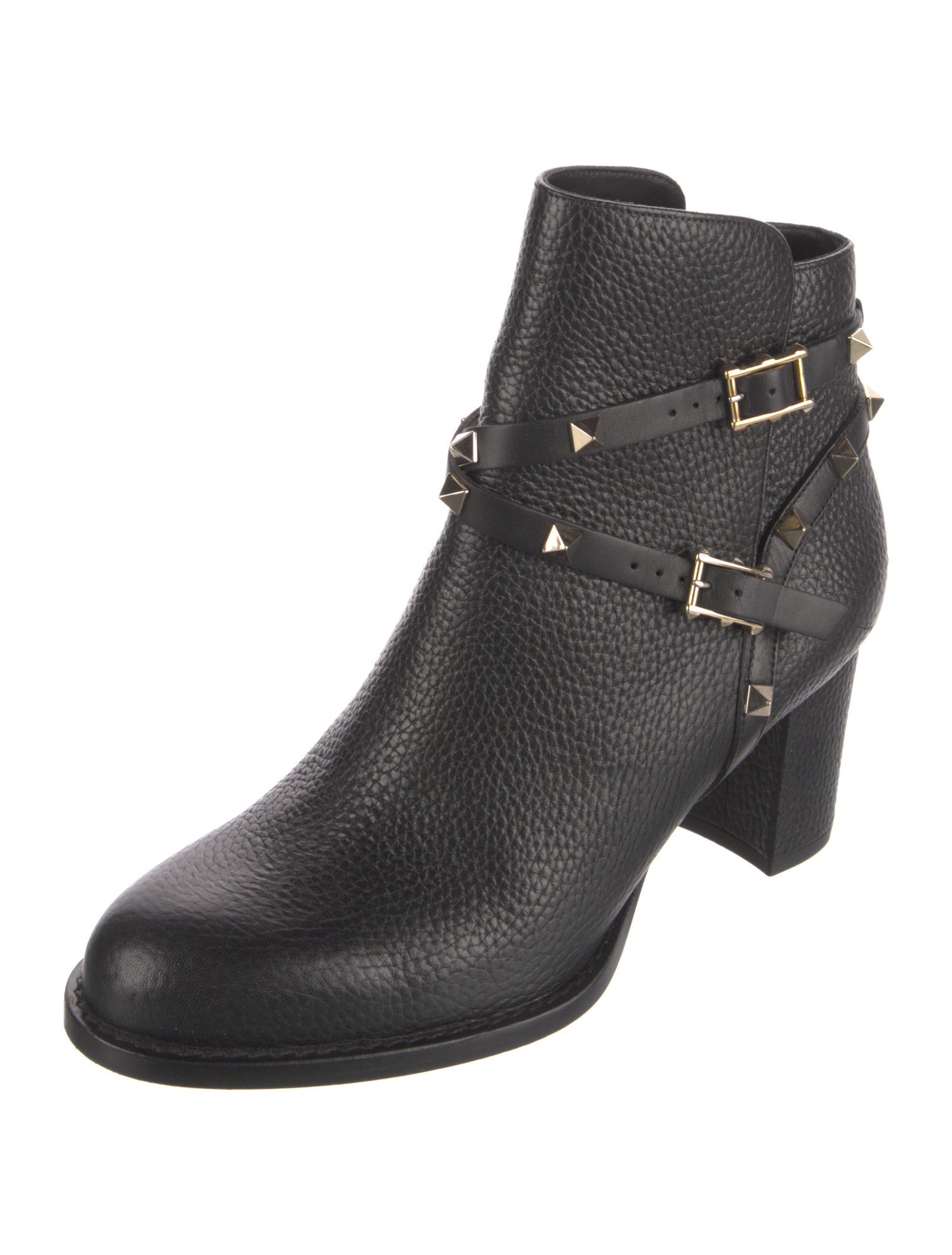 Valentino Rockstud Accents Leather Moto Boots