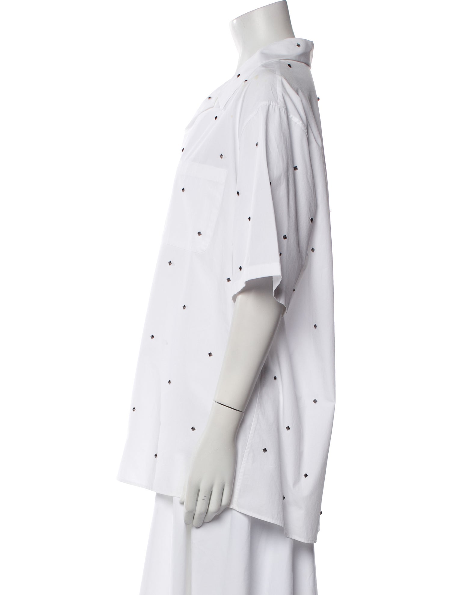 Valentino Printed Short Sleeve Button-Up Top