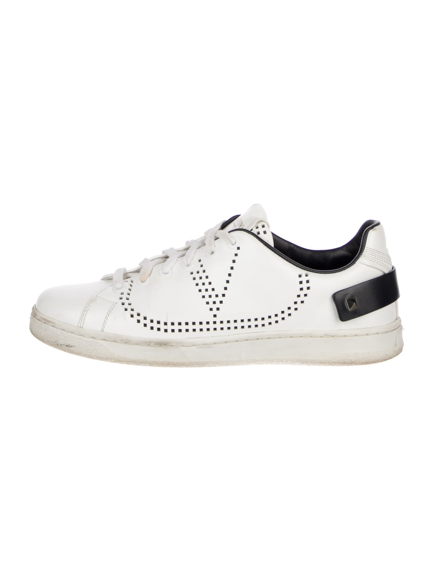 Valentino Rockstud Accents Leather Sneakers