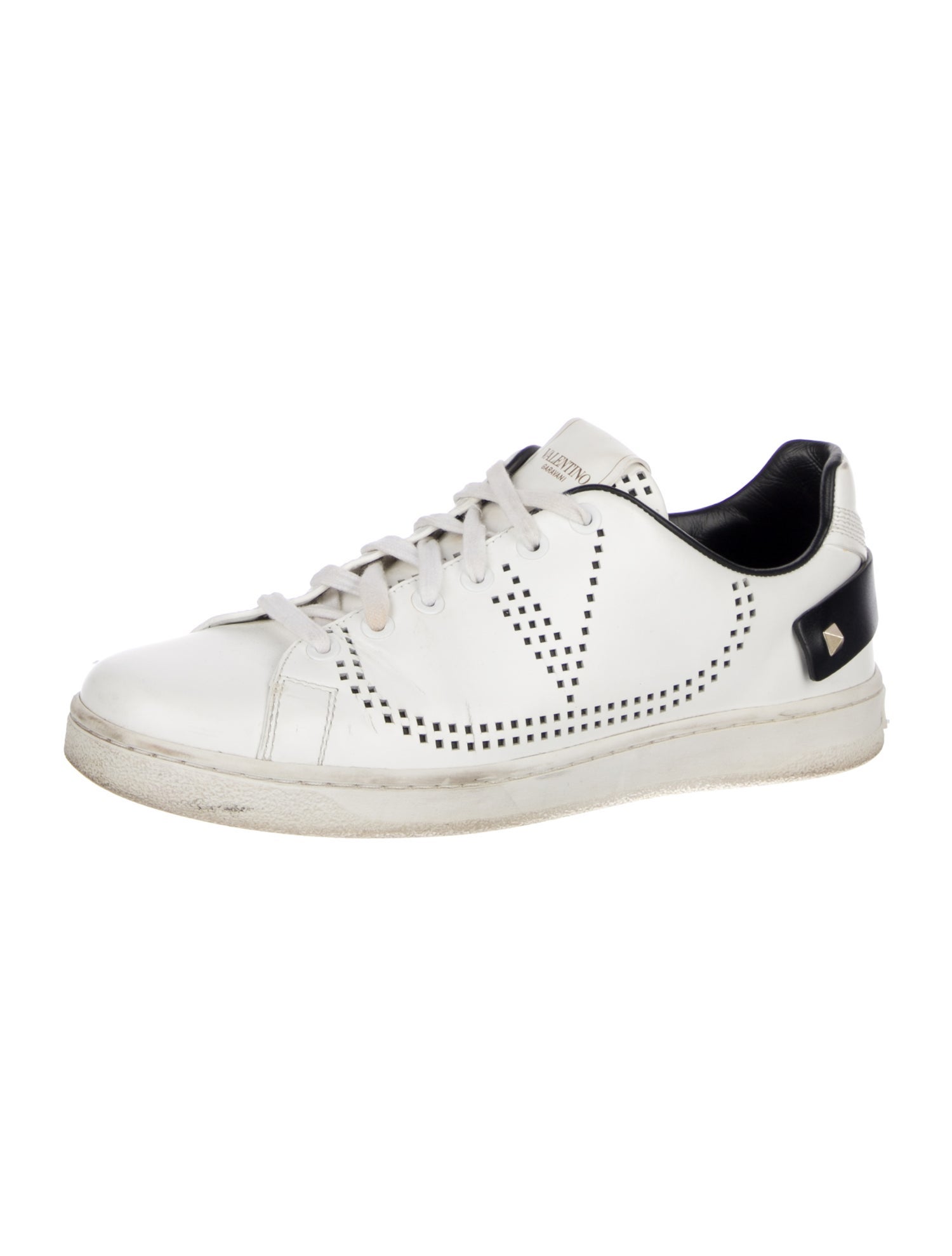 Valentino Rockstud Accents Leather Sneakers