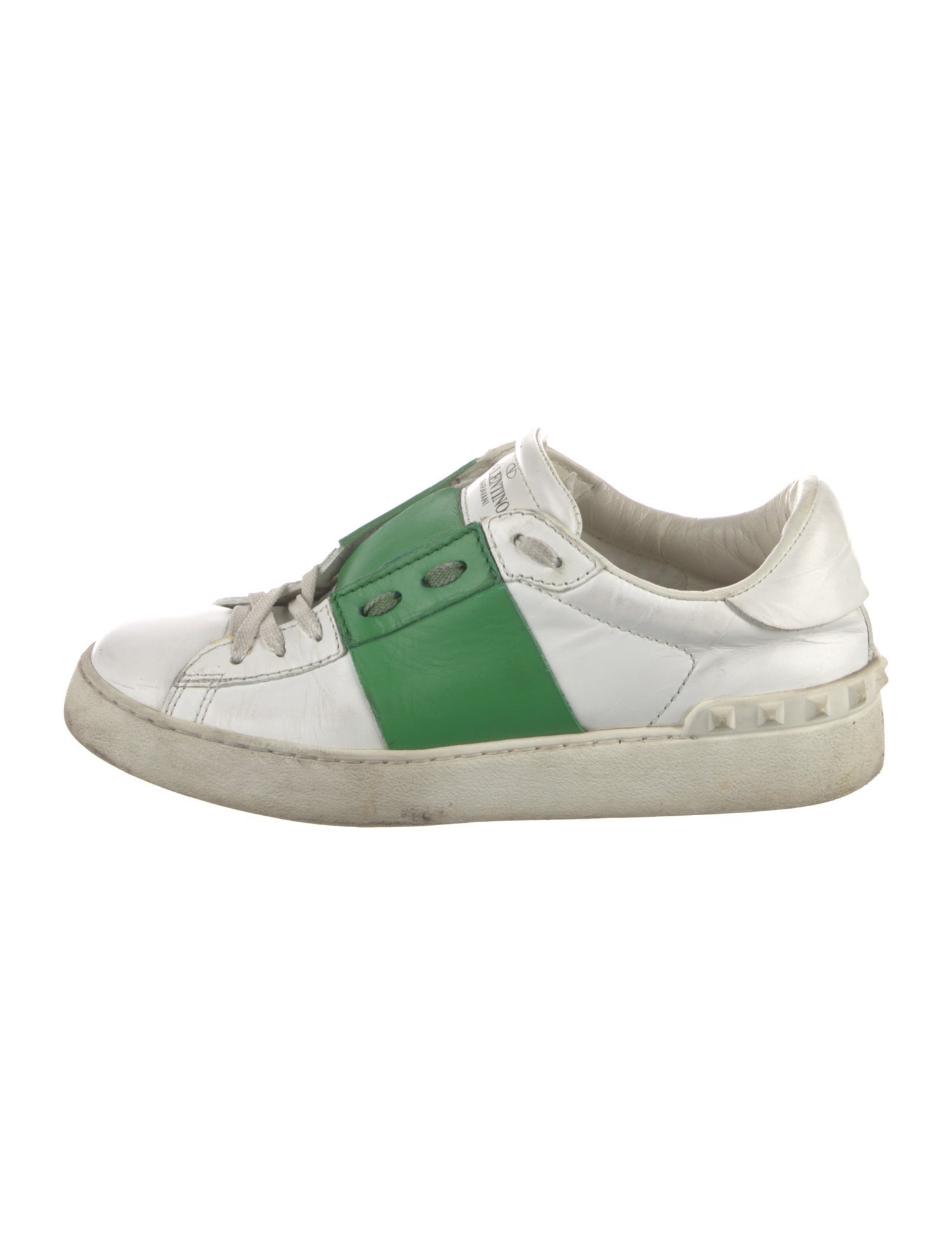 Valentino Rockstud Accents Leather Sneakers