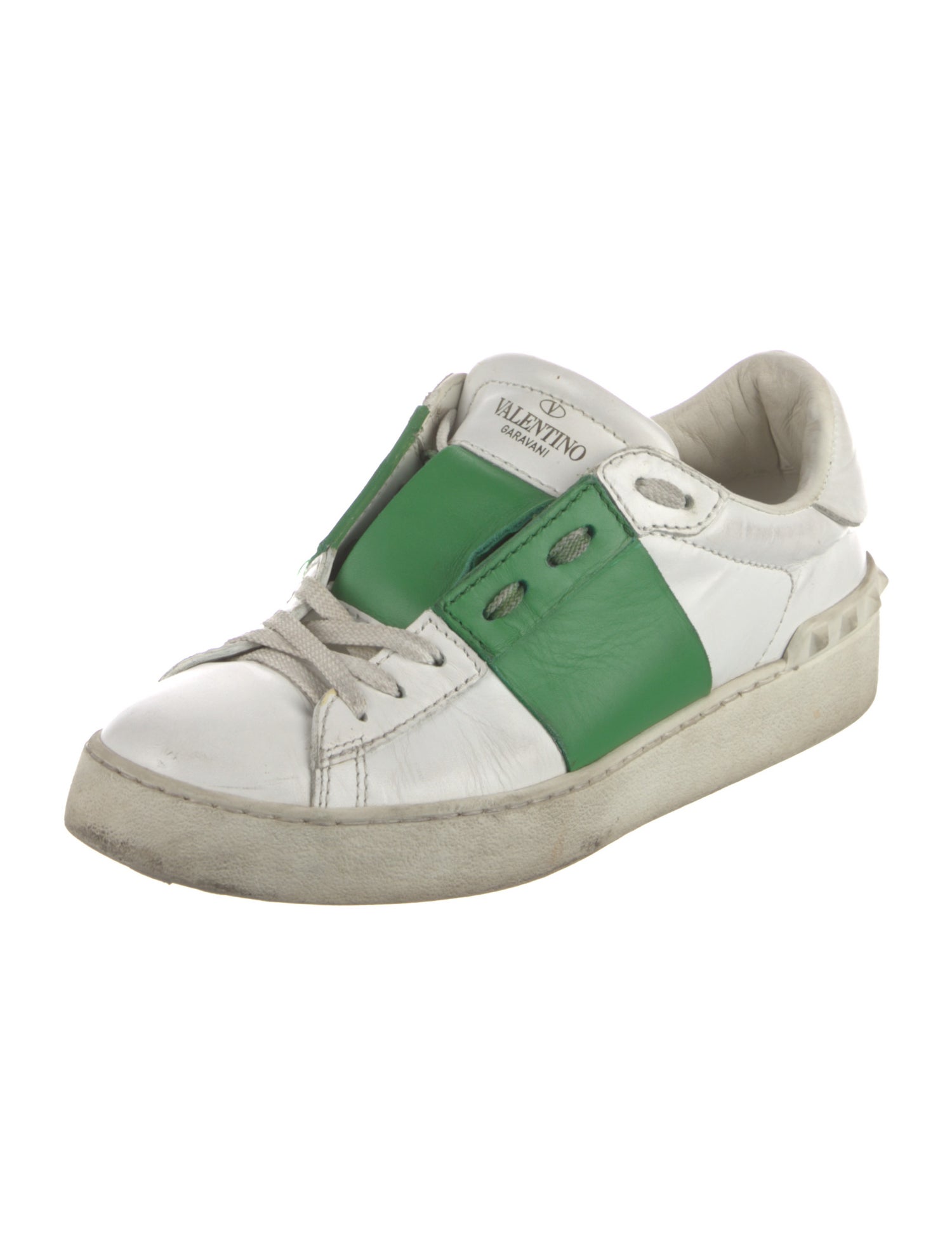 Valentino Rockstud Accents Leather Sneakers